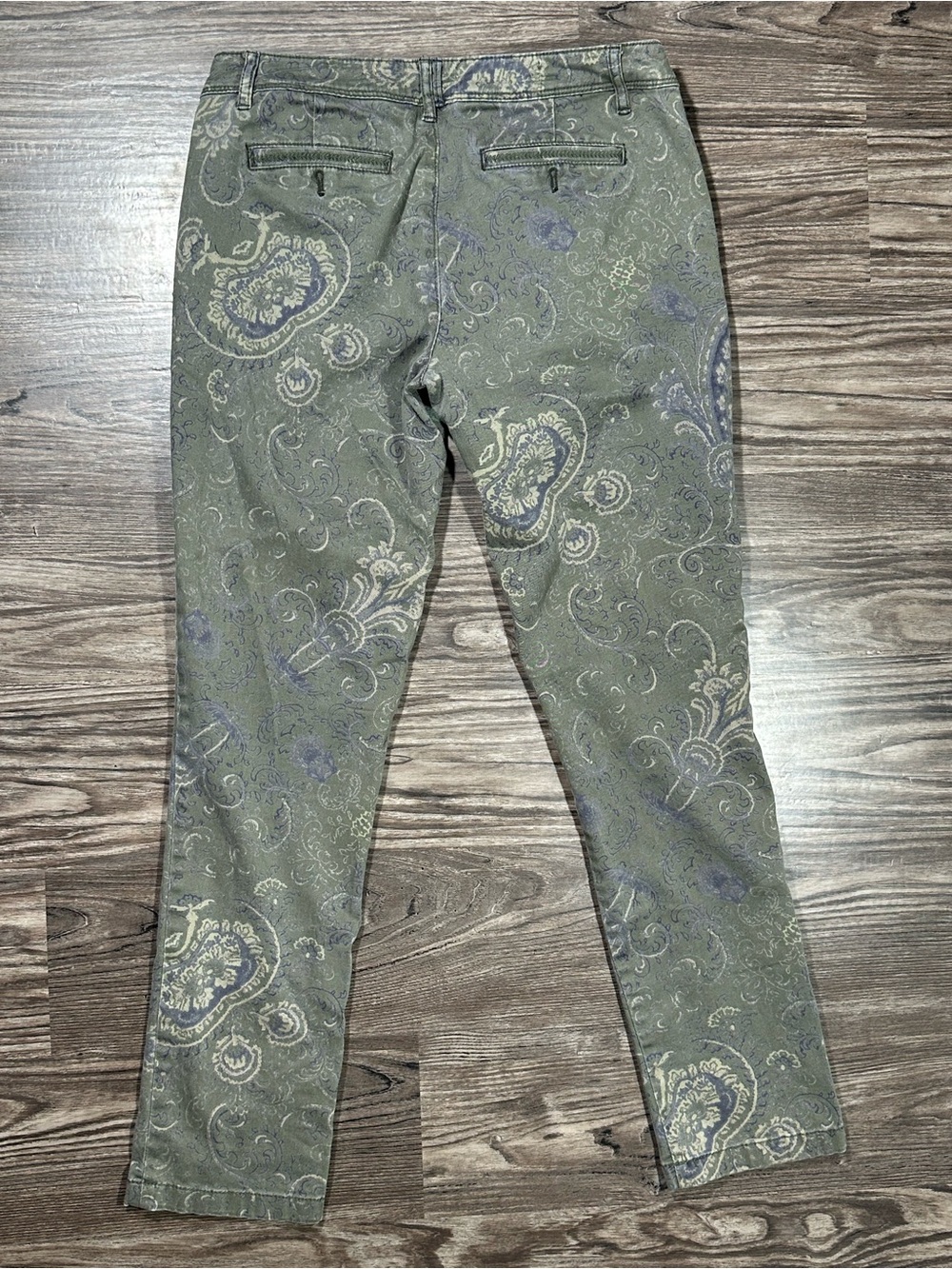 ANTHROPOLOGIE PILCRO & THE LETTERPRESS Olive Green Paisley HYPHEN Chino Pants 26 - Picture 11 of 15